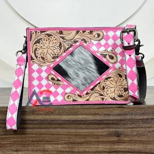 Bolso Bandolera Mini de Cuero Genuino con Diseño de Cuadros Rosa y Blanco, Bolso de Mano Cruzado de Piel Vacuna para Mujer, Éxito de Ventas 2026 - Product Image 1