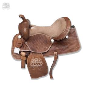 Selle de stock de cheval personnalisée en cuir pur siège en daim selle d'outillage occidental floral fait à la main en gros - Product Image 5