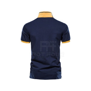 เสื้อโปโลผ้าฝ้าย100% สำหรับผู้ชายคุณภาพระดับพรีเมี่ยมระบายอากาศได้ทรงสลิมฟิตกันรอยยับผ้าถักลายพื้นกันยับ - Product Image 2