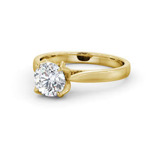 Solitaire แหวนหมั้นทรงกลมสำหรับผู้หญิง,แหวนหมั้นขนาด14K สีทองแหวนหมั้นสไตล์วินเทจ - Product Image 3
