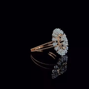 แหวนทองคำ14K สุดหรูสำหรับผู้หญิงแหวนทรงค๊อกเทลดอกเทลดอกไม้ประดับเพชรที่มีเอกลักษณ์เฉพาะสำหรับผู้หญิง - Product Image 6