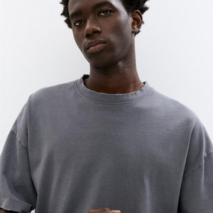 เสื้อยืดยาวสไตล์สปอร์ตสำหรับผู้ชายเสื้อยืดทรงหลวมแบบ8373ผ้าฝ้าย/เส้นใยไม้ไผ่260ก. น้ำหนักผ้าย้อมได้แบบว่างเปล่า - Product Image 4