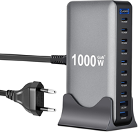 Chargeur multiple GaN 1000W à 4 ports USB-C - Station de charge rapide 10 ports PD 140W pour ordinateur portable, MacBook, iPhone 17 et Samsung