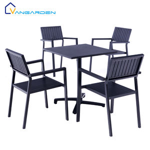 Mesa preta quadrada empilhável de alumínio Mesa de jantar dobrável ao ar livre com base de metal tipo X Leisure Camping Picnic Cafe Desk - Product Image 6