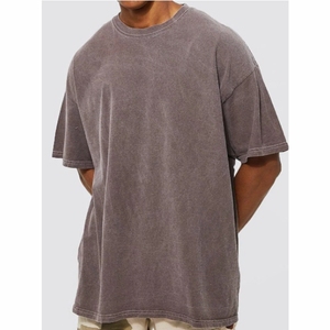 เสื้อยืดสำหรับผู้ชายเสื้อยืดผ้าฝ้ายธรรมดาบ็อกซี่ฟิตแอซิดโอเวอร์ไซส์ล้างกรดซักได้ออกแบบกราฟิกแบบวินเทจ - Product Image 3