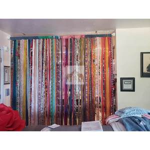 Old Silk Sari Multicolor Ribbon Boho <b>Curtains</b> Hippie Doorway <b>Curtain</b> Room Divider Light-Filtering Rod Pocket Window Hippie - Product Image 5