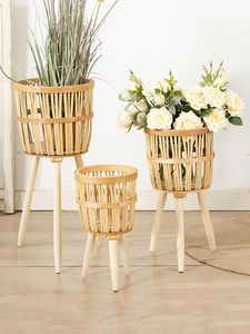 Best Selling Metal Bamboo Handmade Rattan <b>Large</b> Plant Pots Planters Indoor Outdoor Garden Tall Planter Pots Rattan <b>Basket</b> - Product Image 6