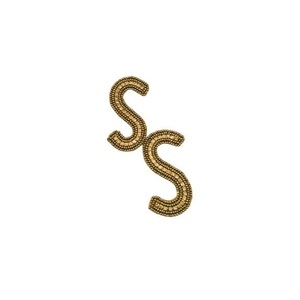 Premium fait à la main S lettre patchs Alphabet initial brodé doré perlé embellissements polyvalent toile vêtement décoratif - Product Image 1