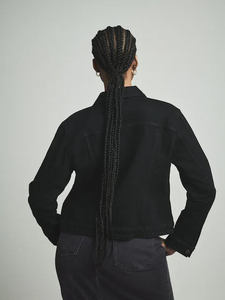 High Demand Quick Dry Black Women's Fuller Bust Fitted Denim Jacket Button <b>Fastening</b> Designed For Women For All Seasons Comfort - Product Image 2