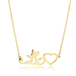 Collana Laser di Design <span class=keywords><strong>gatto</strong></span> e cuore all'ingrosso Turkish fatto a mano 925 gioielli in argento Sterling - Product Image 3