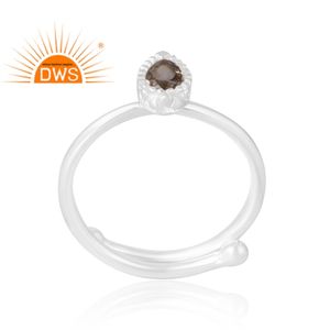 Anillo de piedras preciosas ahumadas naturales de Plata de Ley 925, joyería personalizada para mujer, regalo para ella - Product Image 1
