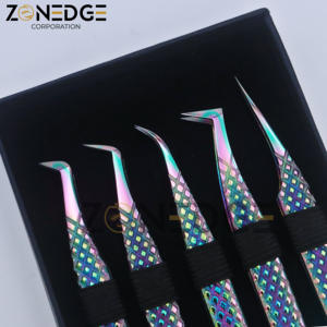 Pince à cils en acier inoxydable avec logo personnalisé Multi Plasma Color Coated - Product Image 2