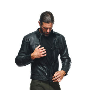 Grossiste Veste de motard vintage en cuir véritable pour hommes avec fermeture éclair sur le devant Veste de motard en cuir d'hiver Moto - Product Image 3