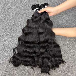 Cheveux naturels à pointe plate 100% cheveux humains vietnamiens vierges Remy Super Double dessiné Machine Double trame - Product Image 1