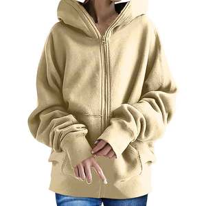 Unisex logotipo personalizado transpirable a prueba de viento respetuoso con el medio ambiente cremallera completa polar bordado con capucha invierno estilo Hip Hop venta al por mayor sólido - Product Image 5