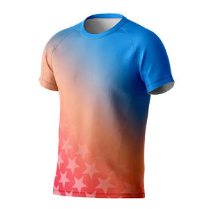 Venta al por mayor de camisetas de microfibra personalizadas para hombres de secado rápido tejido de punto transpirable servicios OEM sublimación estilos de impresión Fitness - Product Image 1