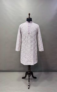 ชุดคุर्ตาผ้าปักลายสีขาวสไตล์ปากีสถาน สำหรับเทศกาลอีดและรอมฎอน ดีไซน์ดั้งเดิมยอดนิยมสำหรับผู้ชาย - Product Image 4