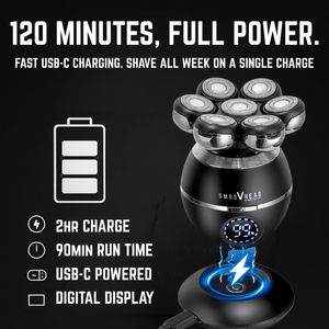 Tondeuse Électrique Rechargeable pour Homme avec 7 Têtes Rotatives, Étanche IPX7, pour le Corps, le Nez et les Pattes – Kit de Toilettage Complet - Product Image 3