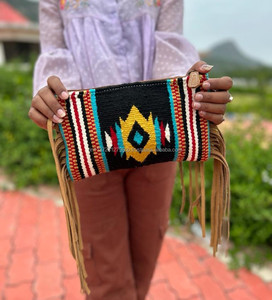 Nouveau Western élégant sellé couverture en cuir usiné sacs à bandoulière en cuir aztèque de haute qualité sacs à bandoulière Vintage Multi couleur sacs - Product Image 2