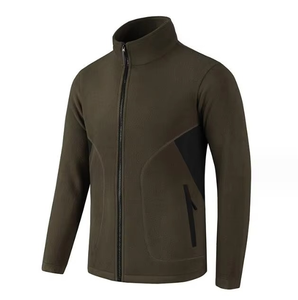 Venta al por mayor Sólido Beige Chaqueta de punto con cremallera y Polar de cuello alto Cálido Sudadera de invierno - Product Image 2