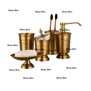 Juego de 8 juegos de baño de diseño admirable, juego de baño de color dorado de latón hecho a mano para uso en el hogar y el baño del hotel - Product Image 3