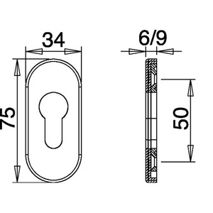 กุญแจสแตนเลสแบบโรเซตต์ 0813/6003 EST Escutcheon หนา 6 มม. PZ รูปวงรี EDI สำหรับตู้เก็บของ - Product Image 3