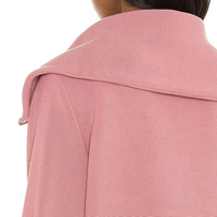 2025 pull en tricot côtelé pour femmes surdimensionné à capuche Vintage col entonnoir coupe solide printemps décontracté 100% coton Polyester fermeture éclair avant