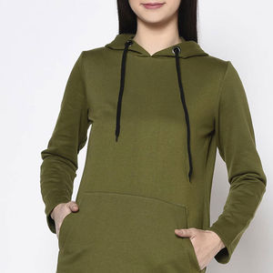 Sudadera con capucha para mujer con estampado de logotipo personalizado liso original polar Fabricante Mayorista 350GSM sudaderas con capucha elegantes hasta la rodilla para mujer - Product Image 6