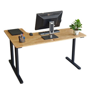 Escritorio Esquinero Minimalista en Forma de L de 140x100cm con Tablero Integrado de Madera de Caucho y Patas de Hierro, Sistema TIO HBTO013 para Uso Doméstico - Product Image 2