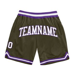 Industrie Direct Engro Sportswear Basketball <b>Shorts</b> Custom Olive <b>White</b>-Purple Authentic Salute To Service Basketball <b>Shorts</b> - Product Image 1