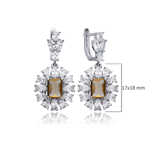 Pendientes colgantes de sultanita de corte esmeralda Floral CZ Halo Cambio de color Piedra preciosa Joyería de declaración al por mayor Plata de Ley 925 - Product Image 2