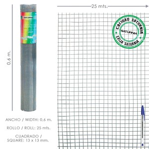 Rete Elettrosaldata Zincata 13x13 / 60 cm. Rotolo da 25 Metri. Uso Domestico - Product Image 1