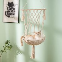 Hamac pour chat en macramé fait à la main personnalisé Boho balançoire lit corde en coton de haute qualité suspendu motif moderne de petit animal pour chats chiens