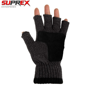 Gants tricotés pour hommes à doigts complets avec fermeture à tirette, mélange laine acrylique, tricotés pour la chaleur, pour l'hiver, couleur et design personnalisables, prix de gros - Product Image 3