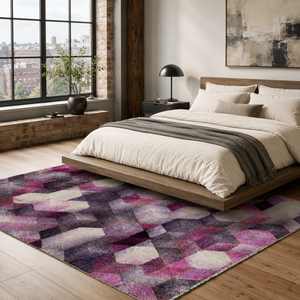Netline Home Cool Linework Deep Purple Modern Washable <b>Rug</b> - Product Image 4