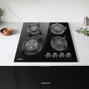 موقد غاز مدمج بأربعة شعلات مع تحكم أمامي، يعمل بالبطارية الإلكترونية، للاستخدام التجاري في الفنادق، موفر للطاقة بسطح زجاجي - Product Image 6