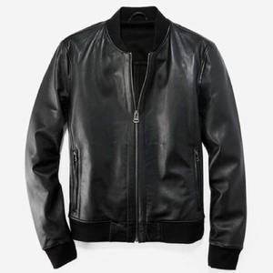 Vestes en cuir décontractées pour hommes Nouveau design Vestes à la mode en cuir de vache simple noir de haute qualité avec impression de logo personnalisée - Product Image 1