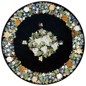 Table basse en pierre incrustée de couture avec meubles de salon durables de style traditionnel Gem Haven pour un usage domestique - Product Image 3