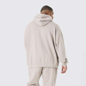 Chándal extragrande de tela suave de alta calidad para hombre, chándal de dos piezas con logotipo personalizado para ropa de invierno, Sudadera con capucha y pantalón de talla grande - Product Image 6