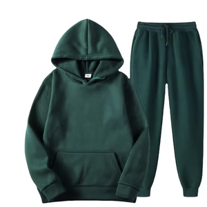 Unisex 2-Piece 100% Cotton Fleece Track Suits Breathable Elastic Waist Hoodie and <b>Sweatpants</b> <b>Set</b> for Men Plus Size Spring Season - Product Image 5