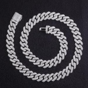 Collar Cubano de Diamantes Cultivados en Laboratorio DEF VS de 12 mm, Oro Blanco Real de 10K, Joyería Hip Hop, Cadena Cubana de Diamantes HPHT, Personalizado de Fábrica - Product Image 4