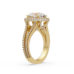 Anillo de Oro Sólido de 14K con Halo Ovalado de Diamantes Cultivados en Laboratorio, Anillo de Boda con Diamantes Engastados en Pavé, Certificado IGI, Joyería Personalizada al por Mayor - Product Image 5