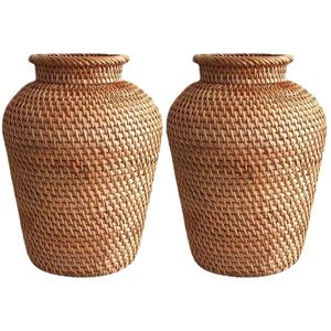 Macetas grandes de ratán hechas a mano de bambú de Metal más vendidas, macetas para interiores y exteriores, macetas altas para jardín, cesta de ratán - Product Image 5