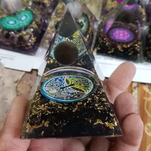 Metatrones de turmalina negra Cristales curativos naturales Protección EMF Energía Pirámide de orgón Pirámides de orgonita espiritual para la venta