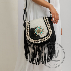 Bolsos con flecos de alta calidad de piel de vaca auténtica de estilo occidental, bolso bandolera de cuero elegante, bolsos bohemios, bolso Vintage elegante gitano - Product Image 2