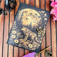 Grand Grimoire Vintage Fait Main en Cuir Rigide, 400 Pages, Motif Renard, Journal Classique, Cadeau Tendance pour Écriture sur le Thème des Animaux