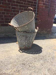 Juego de 3 cubos redondos de Oliva de metal galvanizado antiguo, maceta de flores de alta calidad, Cubo de oliva Vintage - Product Image 5