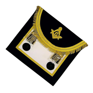 Tablier de broderie fait main Master Mason Scottish Rite Tablier maçonnique écossais or noir - Product Image 3
