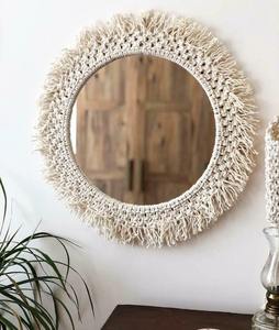 Meilleure vente Produit fait à la main Miroir mural en macramé Décoration intérieure Nouveau à la mode avec design bohème au prix de gros de l'Inde - Product Image 5