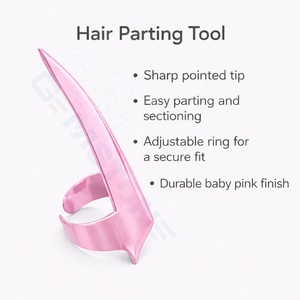 Anillo curvo para separar el cabello, agujas de gancho de acero inoxidable, divisor de secciones de cabello duradero y reutilizable, para trenzas y extensiones. - Product Image 3